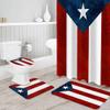ALAGEO 4 Piece Shower Curtain Sets Puerto Rico Flag Shower Curtain Sets with U Shape Rug Toilet Lid Cover Bath Mat Waterproof Shower Curtain Red Stripes and Blue Patriot Star Non-Slip Bath Sets view 3