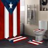 ALAGEO 4 Piece Shower Curtain Sets Puerto Rico Flag Shower Curtain Sets with U Shape Rug Toilet Lid Cover Bath Mat Waterproof Shower Curtain Red Stripes and Blue Patriot Star Non-Slip Bath Sets view 2