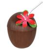 Club Pack of 12 Brown Tropical Island Coconut with Flower Drinking Party Cup 16 oz. view 1