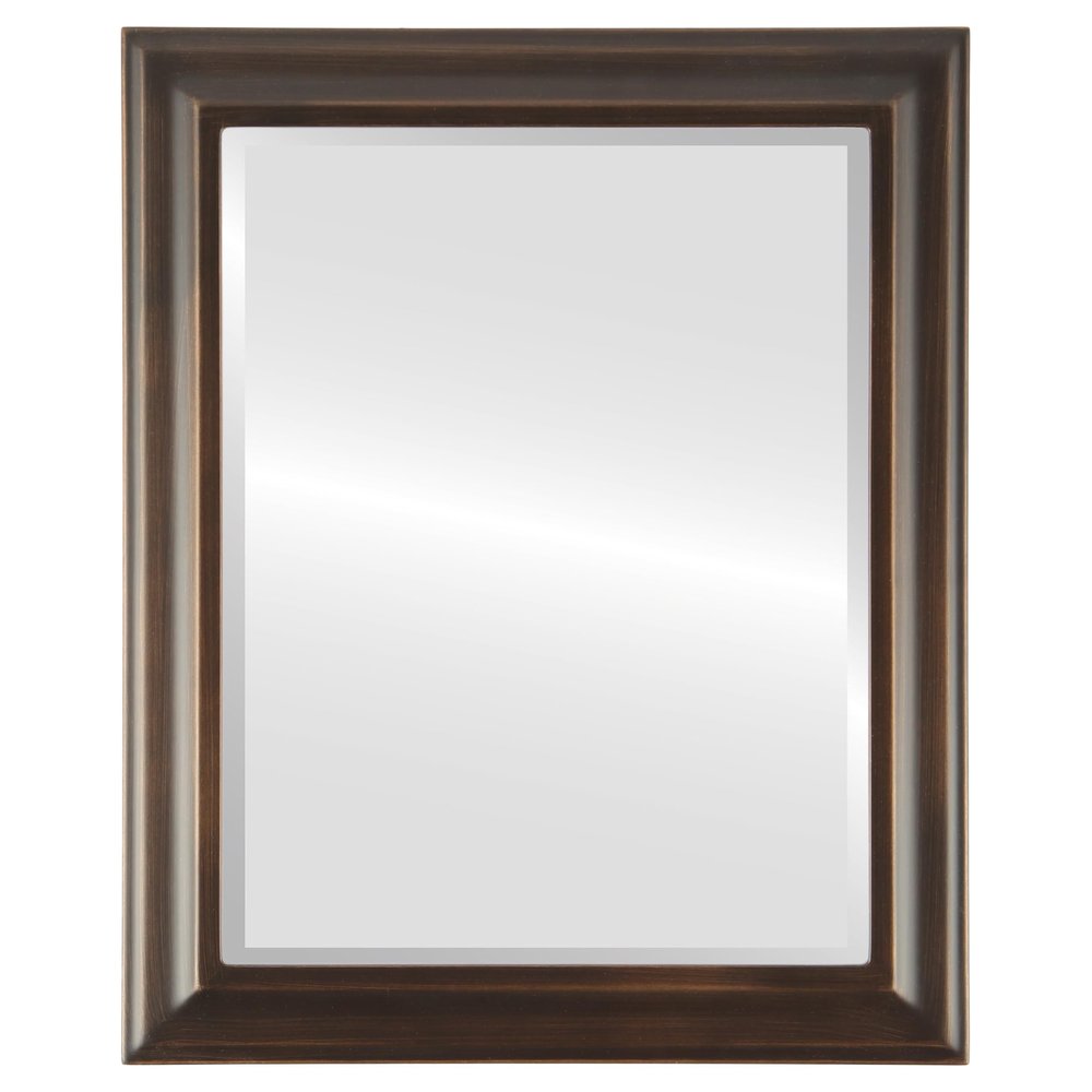 OVALCREST Rectangle Beveled Wall Mirror for Home Decor - Messina Style - Rubbed Bronze - 15x19 Outside Dimensions