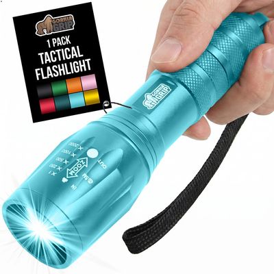 GORILLA GRIP Powerful LED Handheld Tactical Flashlight, Turquoise