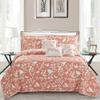 3 Piece Birdsong Cotton Coral Bedspread King Sham/king Size Quilt All Season Graphic Print Nature Charm Butterflies Floral Leaf Vines Lightweight Coverlet Set Ultra-Soft Reversible Costal Bedding Set view 1
