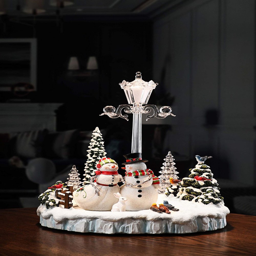 Icy Craft Street Lamp with Snowman