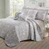 3piece Birdsong Cotton Charcoal Grey Bedspread King Sham/King Size Quilt All Season Graphic Print Nature Charm Butterflies Floral Leaf Vines Lightweight Coverlet Set Soft Reversible Costal Bedding Set view 1