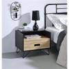 Acme Melkree Wooden Accent Table with Storage Drawer in Oak and Black view 2