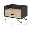 Acme Melkree Wooden Accent Table with Storage Drawer in Oak and Black view 3