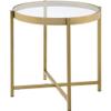 Acme Charrot Round Glass End Table with Cross Bar Base in Clear and Gold view 1