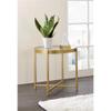 Acme Charrot Round Glass End Table with Cross Bar Base in Clear and Gold view 2