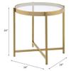 Acme Charrot Round Glass End Table with Cross Bar Base in Clear and Gold view 3