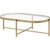 Acme Charrot Glass Top Coffee Table with Cross Bar Base in Clear Glass and Gold view 1