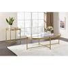 Acme Charrot Glass Top Coffee Table with Cross Bar Base in Clear Glass and Gold view 2