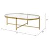 Acme Charrot Glass Top Coffee Table with Cross Bar Base in Clear Glass and Gold view 3
