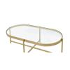 Acme Charrot Glass Top Coffee Table with Cross Bar Base in Clear Glass and Gold view 4
