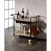 Acme Naude 2-Shelf Wood Serving Cart with Wheel in Gold and Black view 2