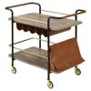 Acme Naude 2-Shelf Wood Serving Cart with Wheel in Gold and Black view 4