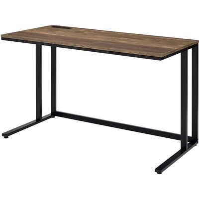 Acme Tyrese Wooden Rectangle Top Writing Desk with USB Port in Walnut and Black