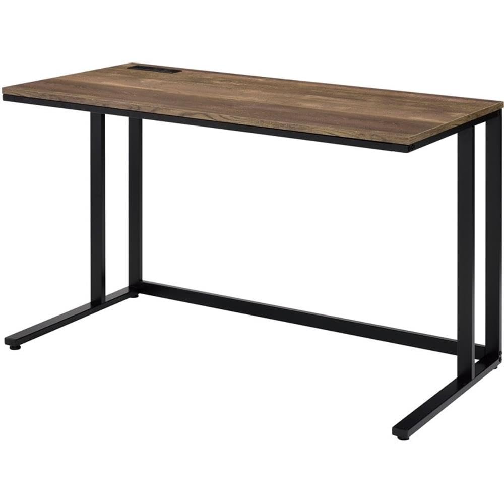 Acme Tyrese Wooden Rectangle Top Writing Desk with USB Port in Walnut and Black