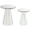 Acme Lotus Glass Accent Table with Round Top in Mirroed and Faux Cyrstals Inlay view 1