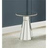 Acme Lotus Glass Accent Table with Round Top in Mirroed and Faux Cyrstals Inlay view 2