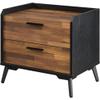Acme Jiranty Wooden Accent Table with 2 Storage Drawers in Walnut and Black view 1