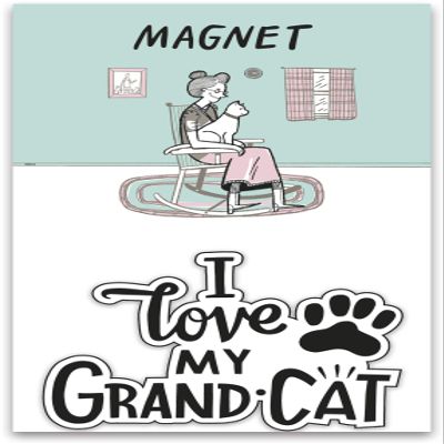Cat Lover I Love My Grandcat Decorative Refrigerator Magnet on Backer Card