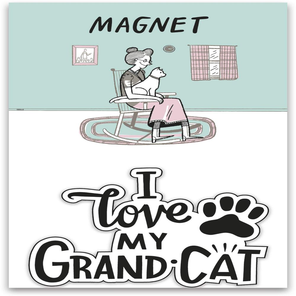 Cat Lover I Love My Grandcat Decorative Refrigerator Magnet on Backer Card