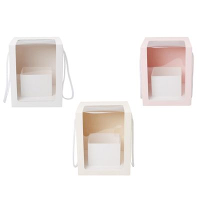 NUOBESTY 3pcs packing box birthday bag floral hug bucket packing bags bouquet wrap accessories flower wrapping Christmas white candy box