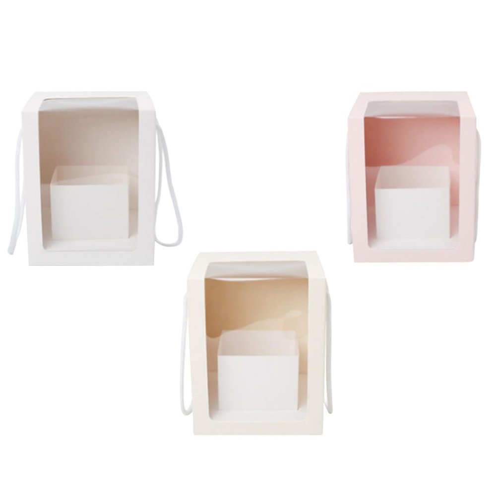 NUOBESTY 3pcs packing box birthday bag floral hug bucket packing bags bouquet wrap accessories flower wrapping Christmas white candy box