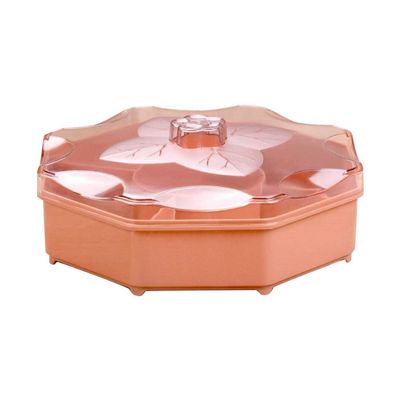 Cabilock Creative Flower Type Candy Box Plastic Snack Storage Tray Double-Layer Snacks Partition Manager Container Dried Fruit Plate for Home Wedding Christmas Party (Rose Red)