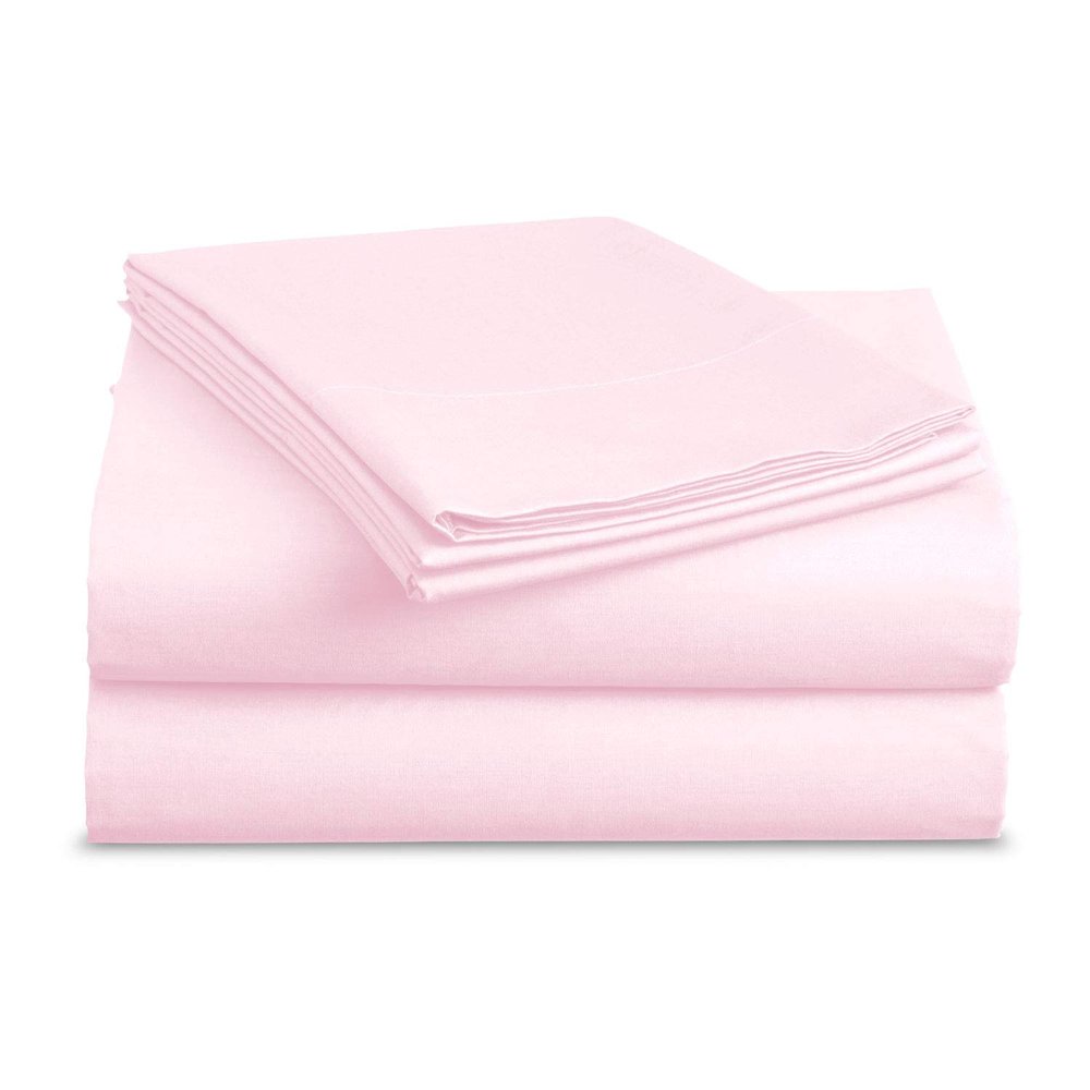 4pcs Bed Sheets Set 800 TC 100% Cotton Baby Pink King Size Bed Sheet Set Single Ply Long Staple Yarns-Bedding Set, Fits Mattress Upto 18''Deep Pocket