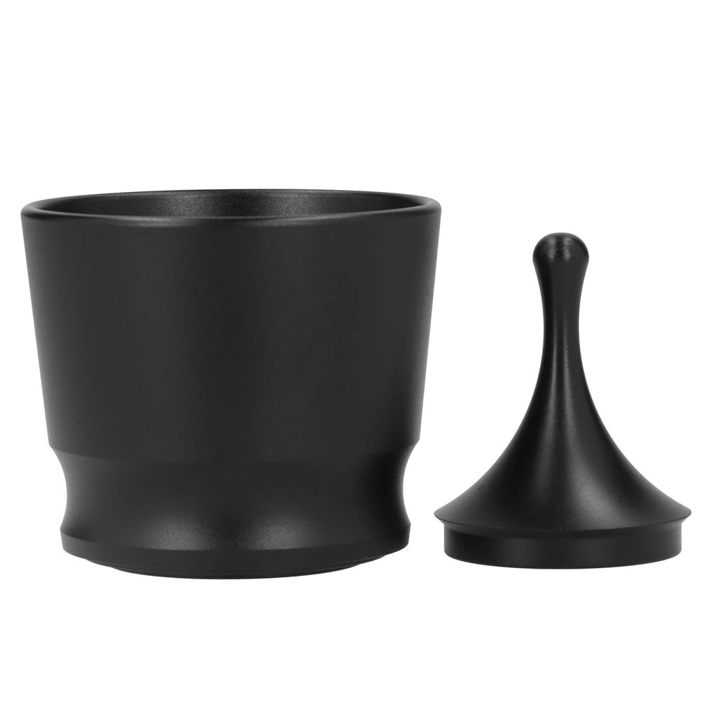 304 Stainless Steel Coffee Dosing Powder Receiver Container Coffee Accessories 58mm, 1 Coffee Powder Cup+ 1 Cup Plug(Black)