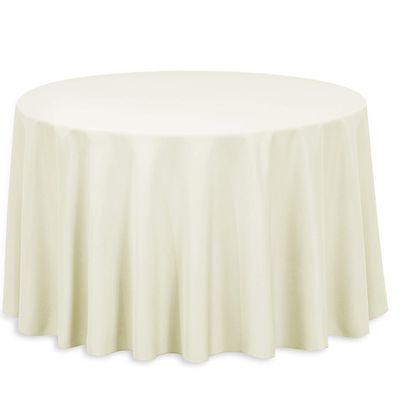 Spaces 100% Cotton Lightweight Tablecloth for Kitchen and Home Table Round Easy Care Washable Tablecloth Decorative Tablecloth (120-Inch Round, Ivory)- Machine Washable.