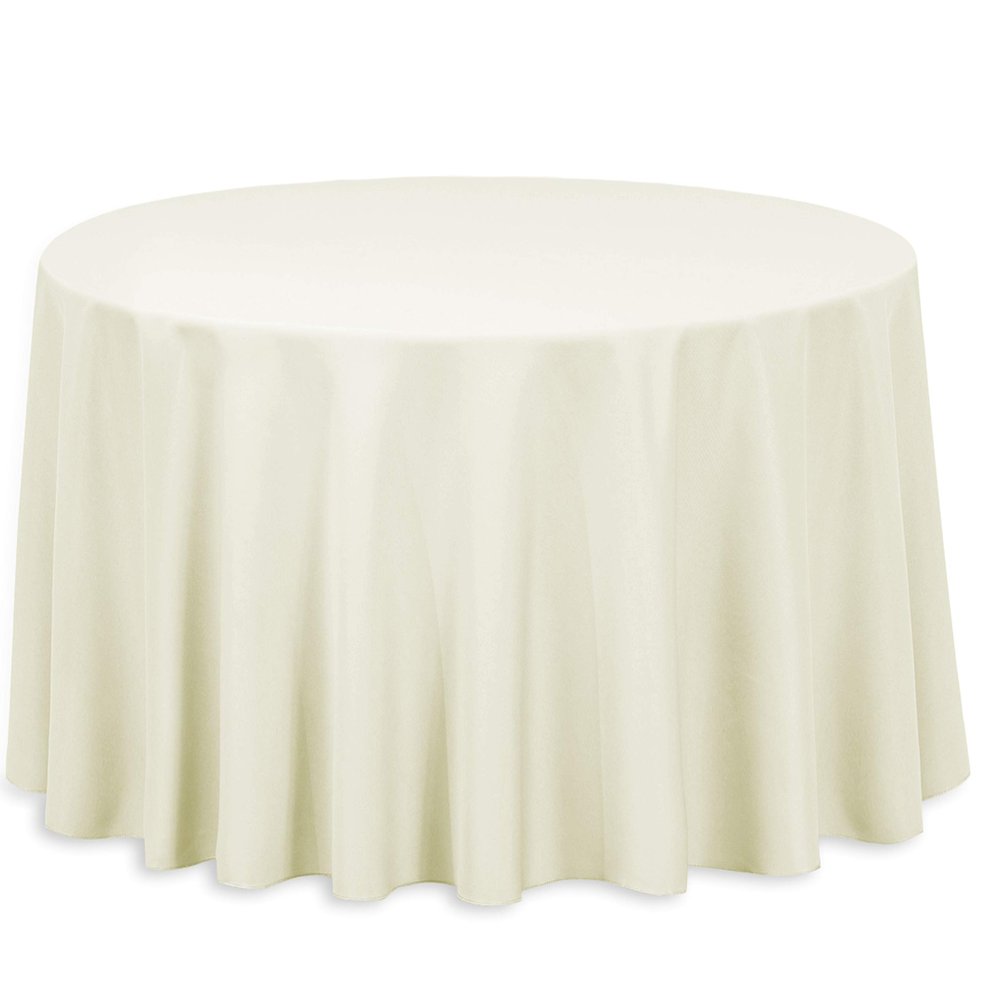 Spaces 100% Cotton Lightweight Tablecloth for Kitchen and Home Table Round Easy Care Washable Tablecloth Decorative Tablecloth (120-Inch Round, Ivory)- Machine Washable.