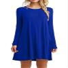Andongnywell Women's Long Sleeve Pockets Casual Swing T-Shirt Dresses Solid Colors Simple Loose Dress (Blue,X-Large) view 1