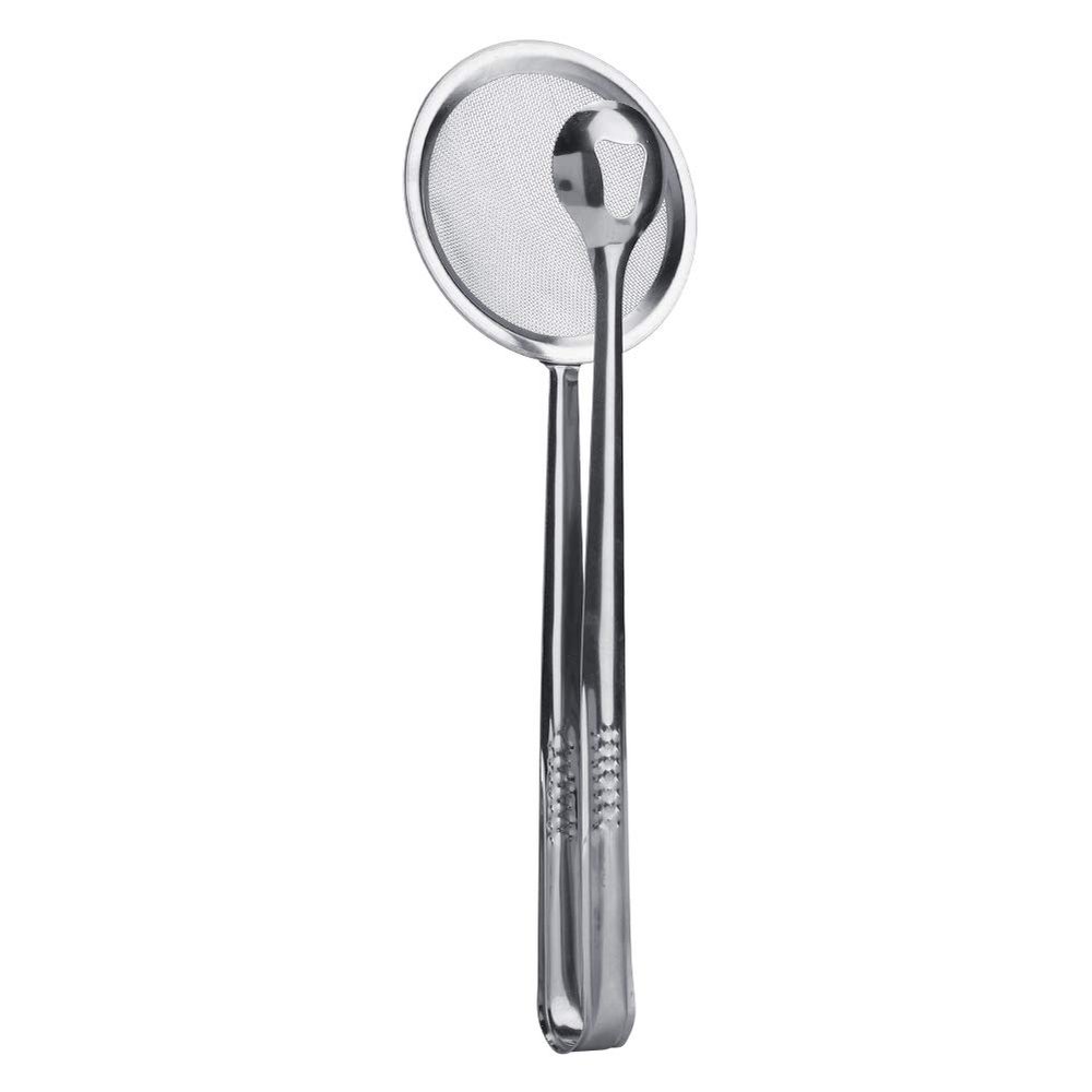Oumefar Stainless Steel Food Tongs Multi-Functional Frying Clip Filter Creative BBQ Clips with Fitler Mesh for Grilling Frying