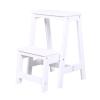 WYF-ZB Folding Step Stool Wood Ladder Kitchen Multifunction Shoe BenchStepladder Small Foot Stool 2 Tiers Step Stools for Household and Office, White view 1