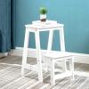 WYF-ZB Folding Step Stool Wood Ladder Kitchen Multifunction Shoe BenchStepladder Small Foot Stool 2 Tiers Step Stools for Household and Office, White view 3