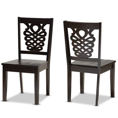 Baxton Studio Gervais Dining Chair and Dining Chair Transitional Dark Brown Finished Wood 2-Piece Dining Chair Set