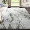 Abani 5'3"x7'6" (5x8) Contemporary Grey & Metallic Gold Area Rug, Non-Shed Modern Rugs Marble Print Dining Room Rug view 1