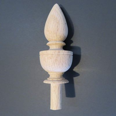 The Grand Finial Wood Finial Pencil Post 5 x 1 1/4. Choice: Oak Maple Cherry Walnut Mahogany. #14 (Oak)