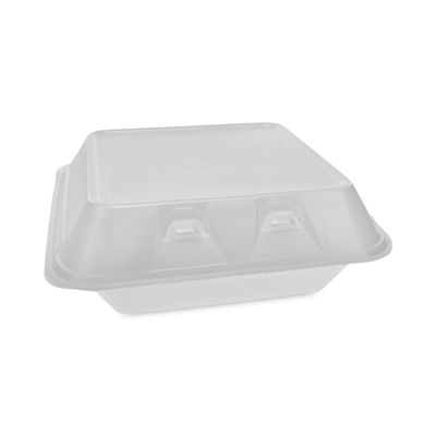 Pactiv YHLW08030000 8 in. 3 Compartment Foam Hinged Smartlock Medium44; White - Case of 150