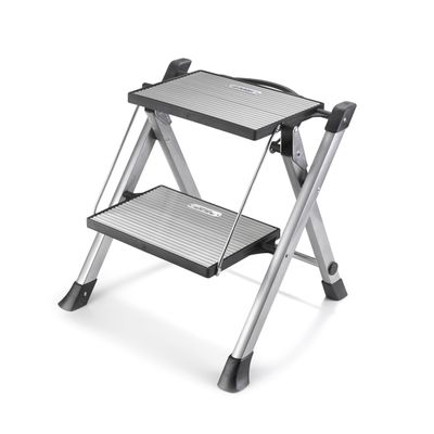 Polder Easy-Close Aluminium 2-Step Stool, Ladder with Non-Skid Feet, Folding Step, Top Step Height - 1.4 feet