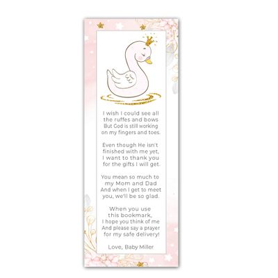 30 bookmarks princess swan girl baby shower favors personalized