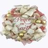Artisan "Peace on Earth" Christmas Wreath with Ball Ornaments & Bow. Very Full, Made with 30 feet of Jute Mesh. view 1