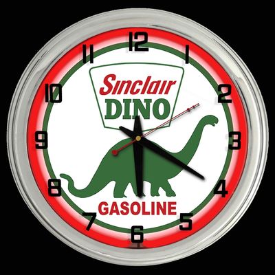 ELG Companies LLC 16" Sinclair Dino Dinosaur Gasoline Oil Sign Red Neon Wall Clock