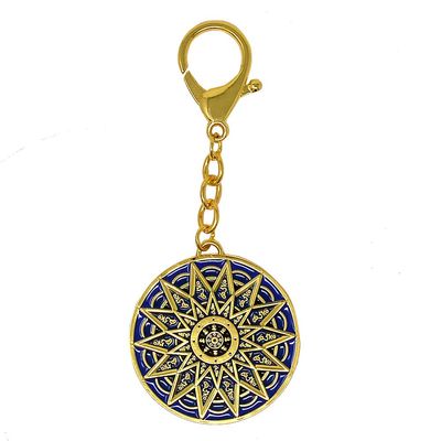 Blue 28 Hums Protection Wheel Keychain with Tibetan for Good Health & Protection W4263