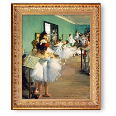 The Dance Class by Edgar Degas Framed Size:24.5 x 20.5 inches,Image Size:20x16 inches,Vintage Pattern Gold Frame The World Classic Art Reproductions, Giclee Canvas Prints Wall Art for Home Dcor