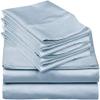 6-Piece Bed Sheet Set-600 Thread Count Sheets Cal King Size Bed Sheet Set-100% Egyptian Cotton Super Soft Long Staple-Italian Finish Fitted Sheet fits Upto 21" deep Pocket Mattress Light Blue Solid view 1