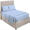 6-Piece Bed Sheet Set-600 Thread Count Sheets Cal King Size Bed Sheet Set-100% Egyptian Cotton Super Soft Long Staple-Italian Finish Fitted Sheet fits Upto 21" deep Pocket Mattress Light Blue Solid view 2