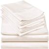6 Piece Bed Sheet Set - 600 Thread Count Sheets Queen Size Bed Sheet Set - 100% Egyptian Cotton Super Soft Long Staple - Italian Finish Fitted Sheet fits Upto 19" deep Pocket Mattress Ivory Solid view 1